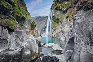 Tamul Waterfall on Tampaon River, Huasteca Potosina, Mexico photo