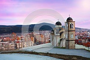 Scenic view of St. Demetrius Serbian Orthodox Church, Orthodox church in Mitrovica, Kosovo