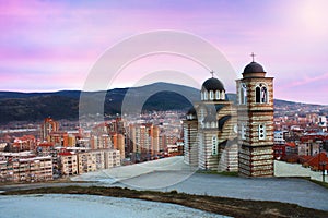 Scenic view of St. Demetrius Serbian Orthodox Church, Orthodox church in Mitrovica, Kosovo photo