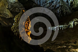 Scenic view of stalactite formations in Belianska Cave in Slovakia