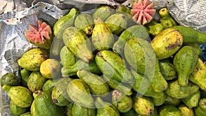 Scenic view of stocked fruits of Guava