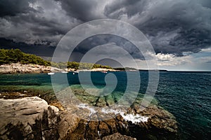 Scenic view of the stormy clouds over the sea in Croatia perfect for wallpapers