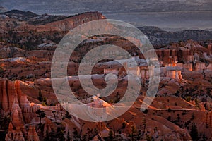 Scenic view of stunning red sandstone hoodoos in Bryce Canyon Na