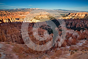 Scenic view of stunning red sandstone hoodoos in Bryce Canyon Na