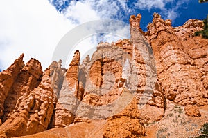 Scenic view of stunning red sandstone hoodoos in Bryce Canyon National Park in Utah, USA