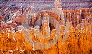 Scenic view of stunning red sandstone hoodoos in Bryce Canyon National Park in Utah, USA