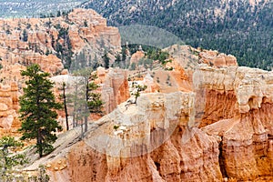 Scenic view of stunning red sandstone hoodoos in Bryce Canyon National Park in Utah, USA