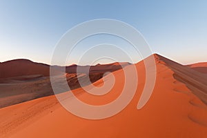 Scenic view of sunset over Namib desert at Naukluft National Park in Namibia