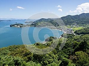 Scenic view of Suo Oshima Island from Iinoyama viewpoint