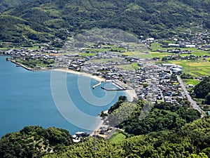 Scenic view of Suo Oshima Island from Iinoyama viewpoint