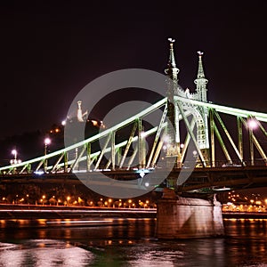 Scenic view of the Szabadsag Bridge that is located in the Hungarian capital city of Budapest