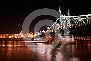 Scenic view of the Szabadsag Bridge that is located in the Hungarian capital city of Budapest