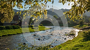 Scenic view of Szczawnica village, southern Poland. Summer in Pieniny Mountains.