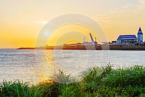 Scenic view of Tamsui during sunset