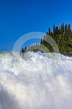 Scenic view of Tannforsen waterfall in Sweden on a sunny day