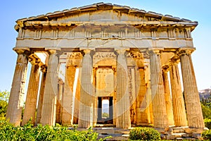 Scenic view of temple of Hephaestus in Ancient Agora, Athens