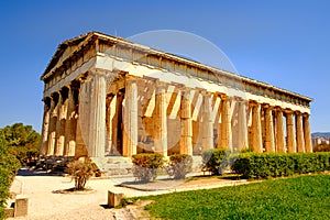 Scenic view of temple of Hephaestus in Ancient Agora, Athens photo