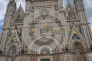 Scenic view of  14th-century Gothic cathedral in Orvieto, Italy