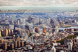 Scenic view to Brooklyn bridge over manhattan