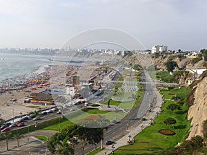 Scenic view to the north part of Lima bay, Peru