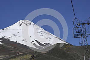 Scenic view to snow capped volcanon Lanin