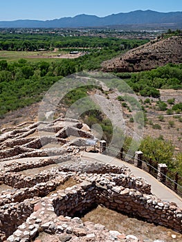 Scenic view from the top of ancestral pueblo dwelling at Tuzigoot National Monument photo