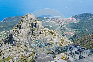 Scenic view from the top of Capanne Mountain in Elba Island.