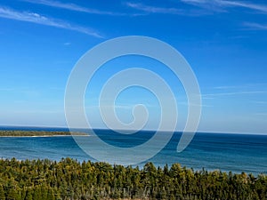 Scenic view from top of Castle Rock in St. Ignace, Michigan