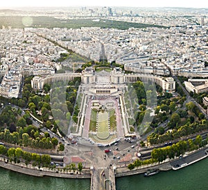 Scenic view from the top of the Eiffel Tower. Paris, France.