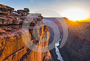 Scenic view of Toroweap overlook at sunrise in north rim, grand