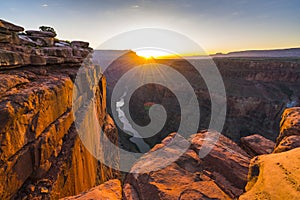 Scenic view of Toroweap overlook at sunrise in north rim, grand