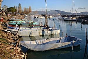 Scenic view of Trasimeno Lake harbor