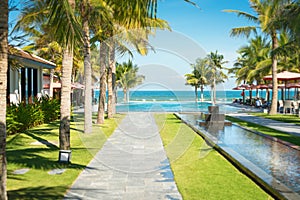 Scenic view of tropical resort in Vietnam.