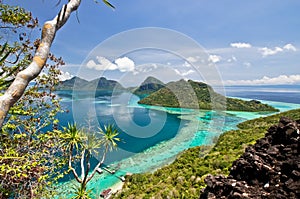 The scenic view of the Tun Sakaran Marine Park, Semporna, Sabah, from the top of Boheydulang Island.