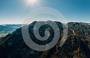 Scenic view of Untersberg massif in the Berchtesgaden Alps in Salzburg, Austria