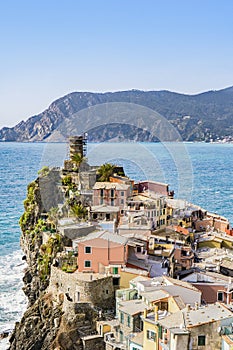 Scenic view of Vernazza village located in Cinque Terre, Italy