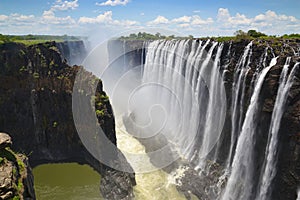 Scenic view of Victoria falls on Zambezi river from Zambia side, Africa