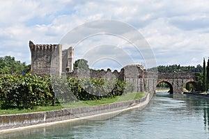 Scenic view of the Visconti bridge at Borghetto sul Mincio