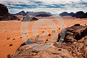 Scenic view of Wadi Rum desert,