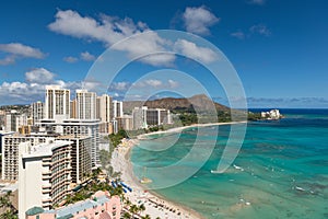 Scenic view of Waikiki Beach in summer