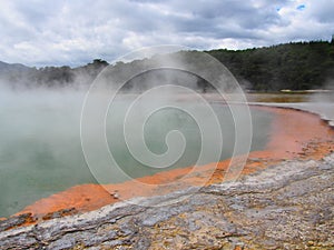Scenic view of the Waiotapu Thermal Wonderland in Rotorua, New Zealand
