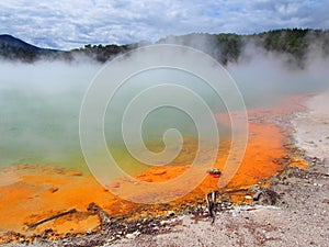 Scenic view of the Waiotapu Thermal Wonderland in Rotorua, New Zealand