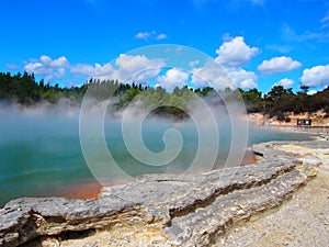 Scenic view of the Waiotapu Thermal Wonderland in Rotorua, New Zealand