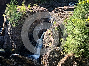 Scenic view of waterfall at Copper Falls State Park in Wisconsin