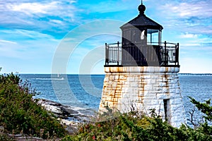 Scenic view of white Castle  Hill Lighthouse, Newport, Rhode Island