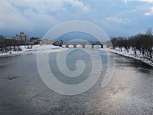 Wilkes-Barre and the Susquehanna River in Winter photo