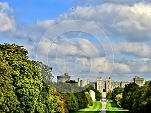 Scenic view of the Windsor Castle in England from The Long Walk