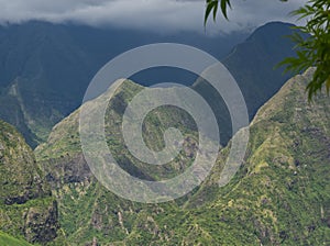 Scenic viewpoint on the crests in Mafate in Reunion Island
