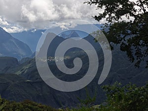 Scenic viewpoint on the steep crests in Cilaos in Reunion Island photo