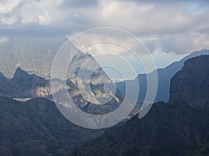 Scenic viewpoint on the way to Cilaos in Reunion Island photo